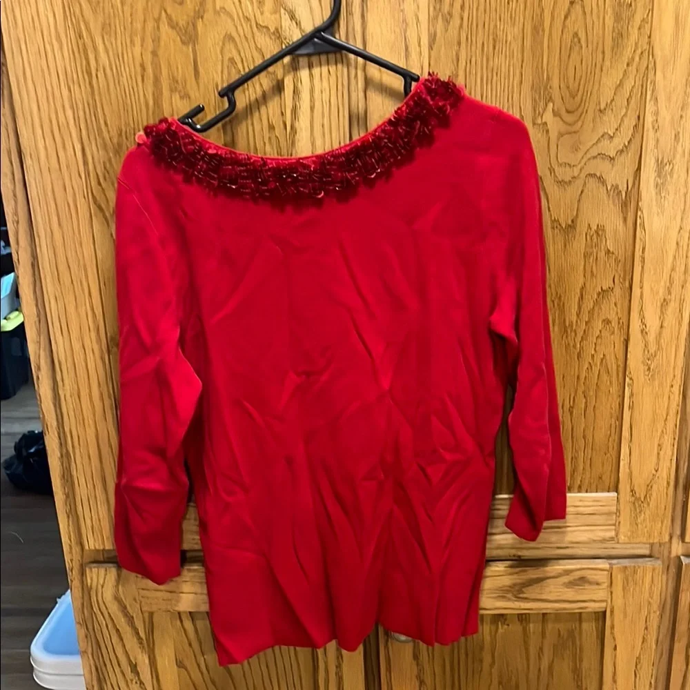 Talbots Red Embellished Blouse - Picture 2 of 4